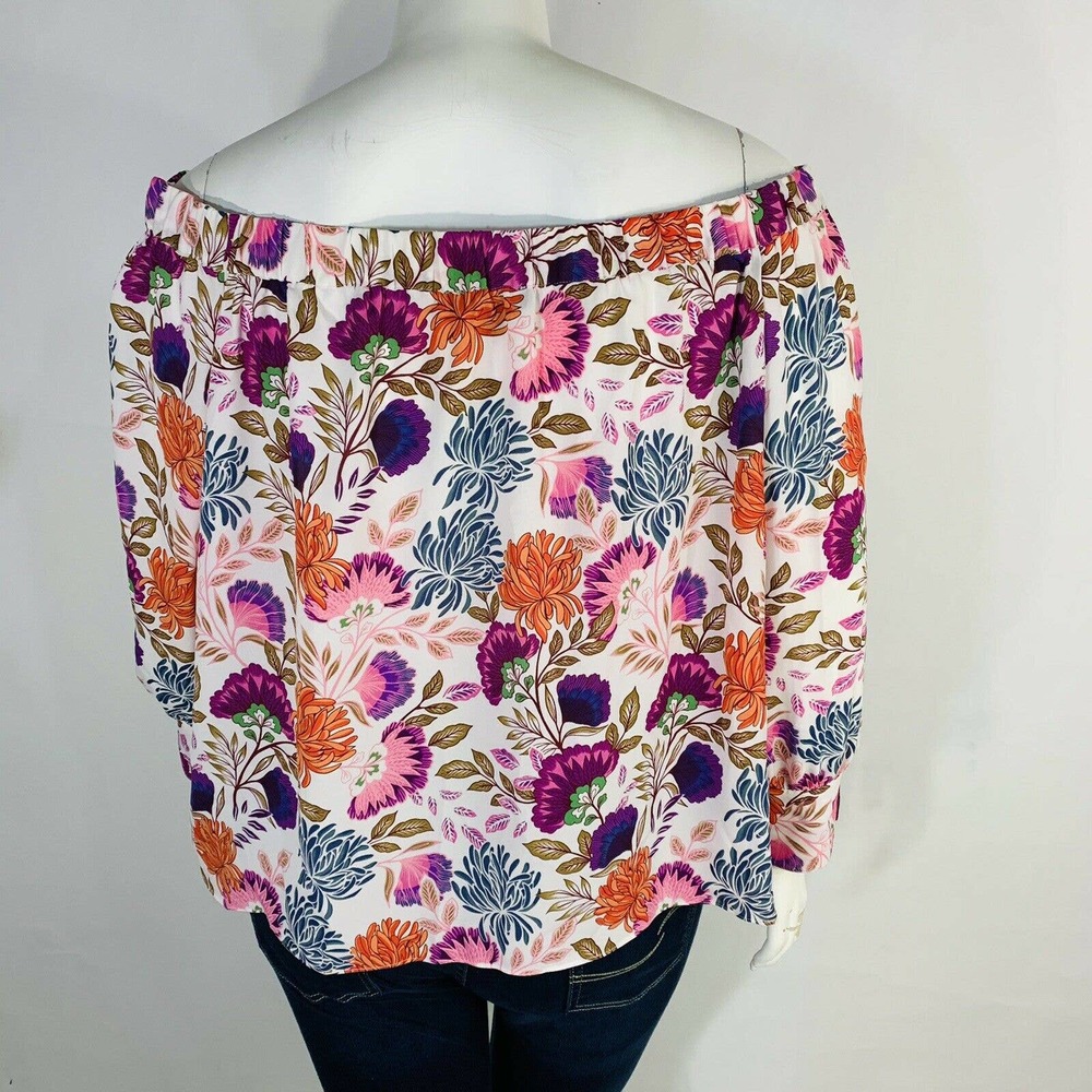 New INC Womans Sz 3X Blouse Lovely Lobelia Off The Shoulder Split Sleeve Floral - Picture 6 of 8